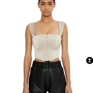 Danielle Guizio Nude Satin Ribbon Corset